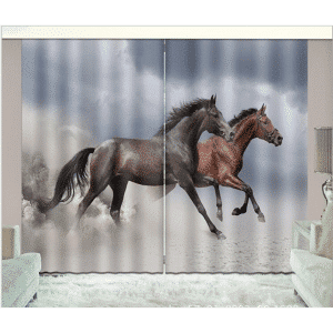 Paarden zwart/bruin 3D gordijnen