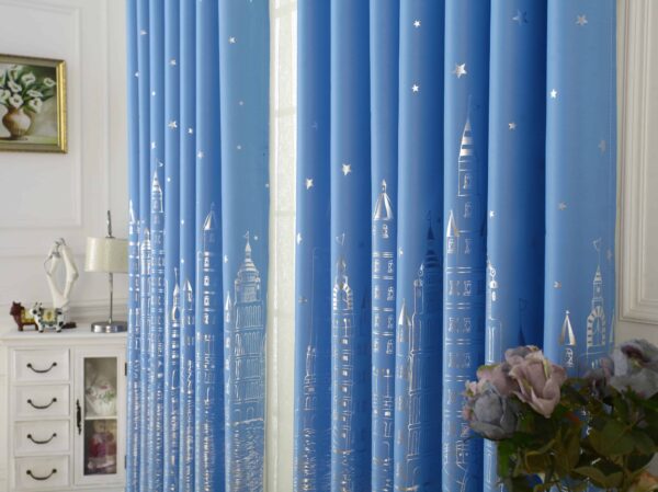 Blauw kasteel gordijn