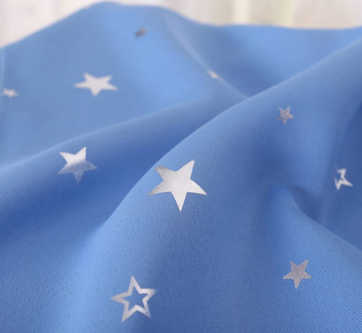 licht blauw sterren gordijn