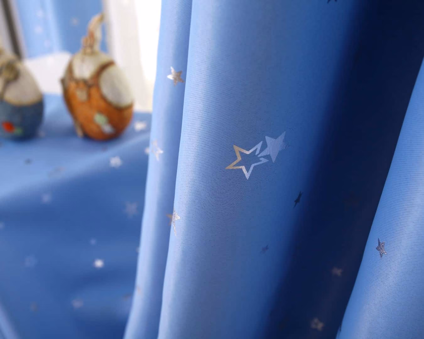 licht blauw sterren gordijn
