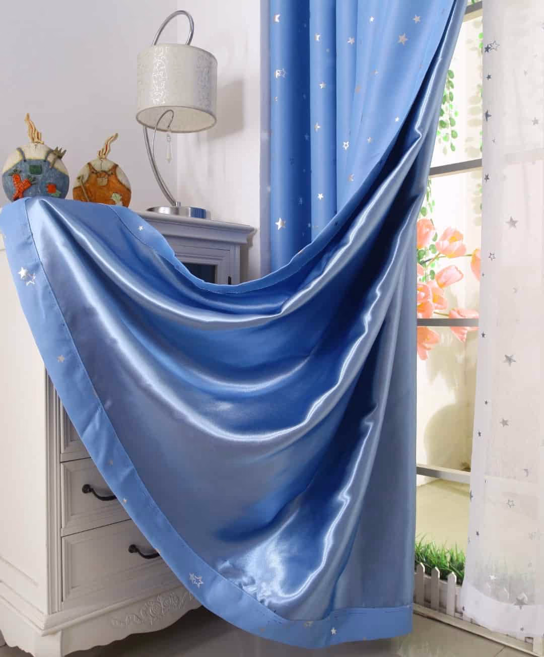 licht blauw sterren gordijn