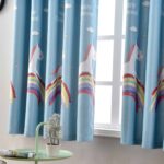 regenboog eenhoorn gordijn blauw
