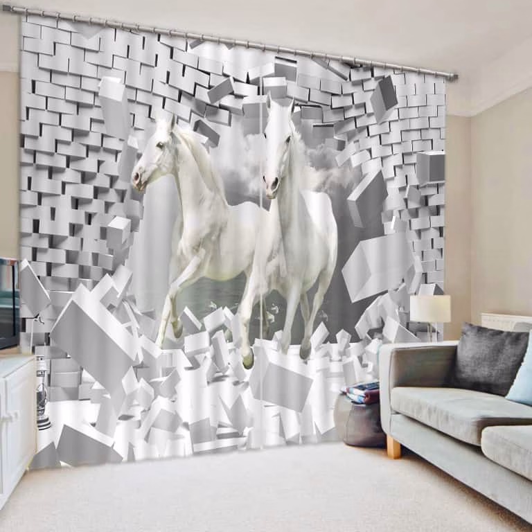 Paarden 3D foto gordijn