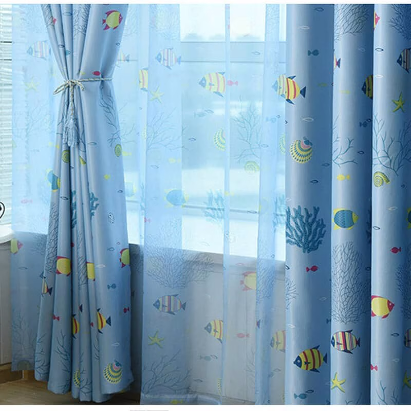 Vissen Koraal gordijnen - Leukekindergordijnen.nl