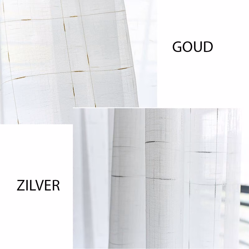 Vitrage met gouden of zilveren strepen