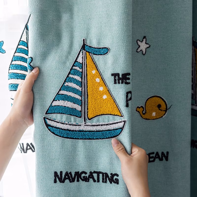 Walvis Zeilboot kinderkamer gordijnen - Leukekindergordijnen