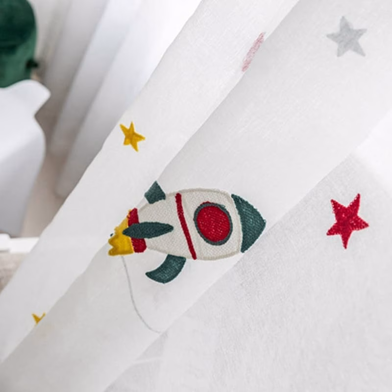 raket ruimte vitrage kinderkamer gordijnen vitrages