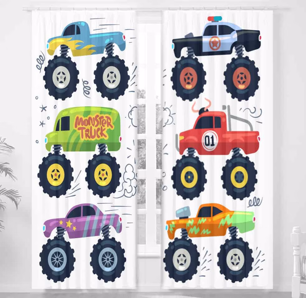 Bigfoot Monstertruck kinderkamer gordijnen - Leukekindergordijnen.nl