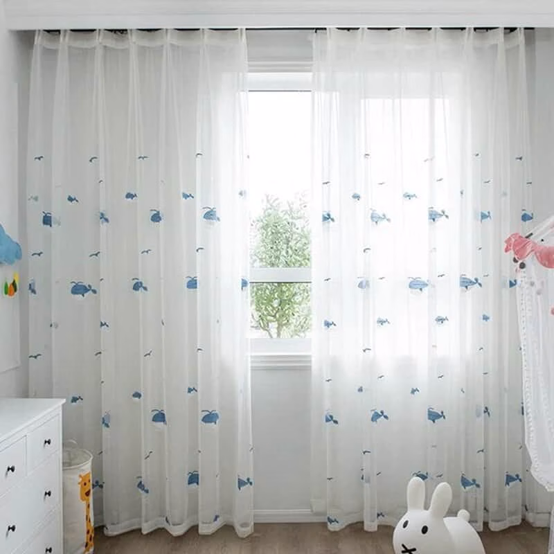 Walvissen Vitrage Gordijnen - Leukekindergordijnen.nl