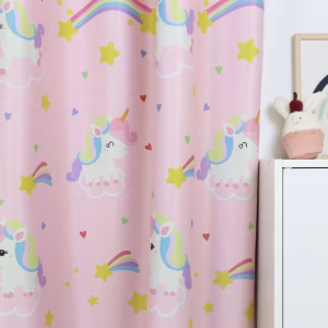 Eenhoorn Regenboog Roze Kinderkamer gordijnen - Leukekindergordijnen