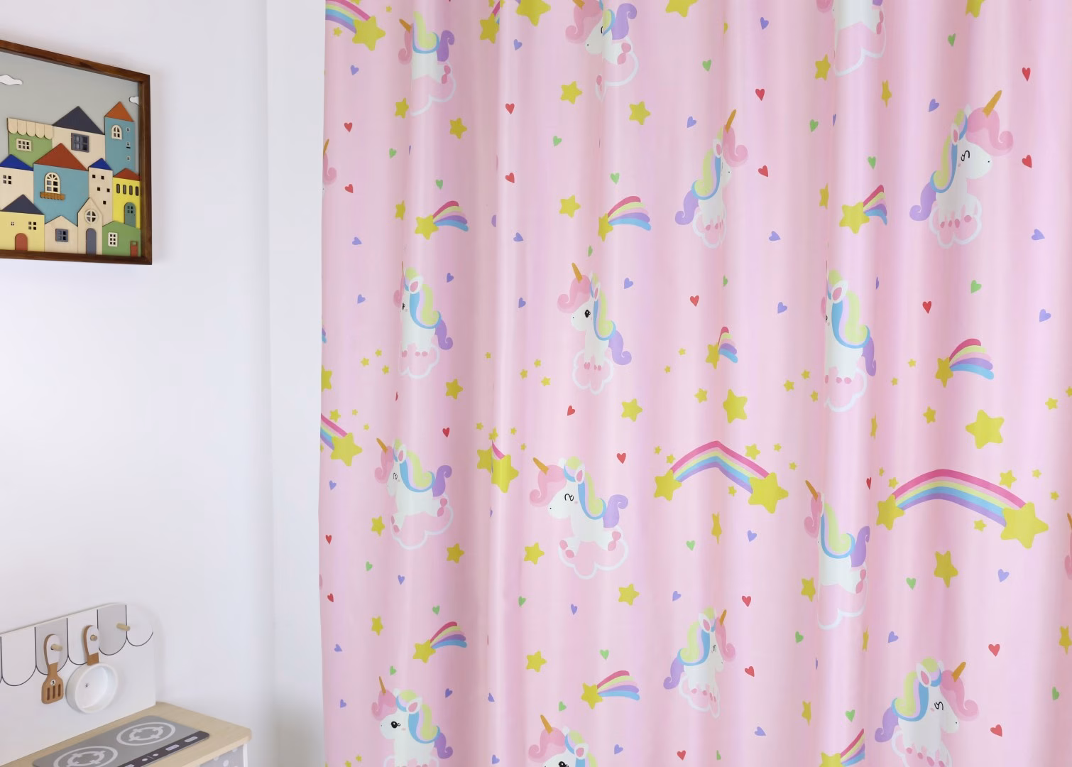 Eenhoorn Regenboog Roze Kinderkamer gordijnen - Leukekindergordijnen
