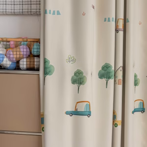 Auto Bos en Huisjes kinderkamer gordijnen - Leukekindergordijnen