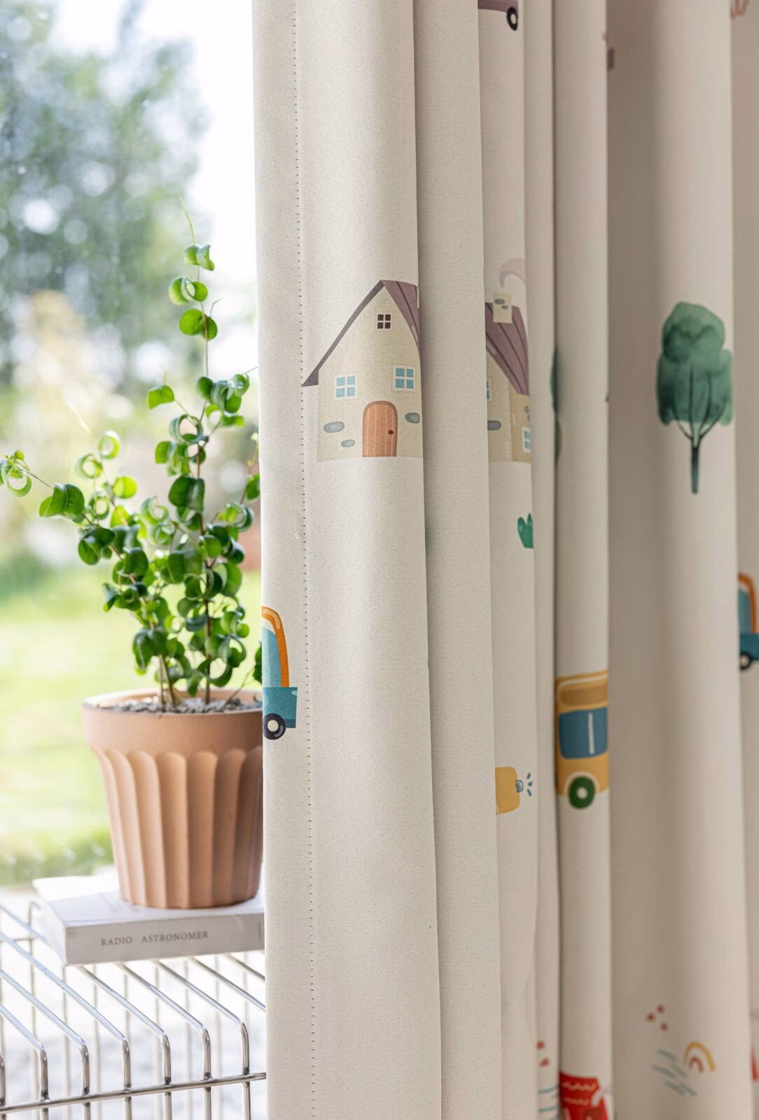 Auto Bos en Huisjes kinderkamer gordijnen - Leukekindergordijnen