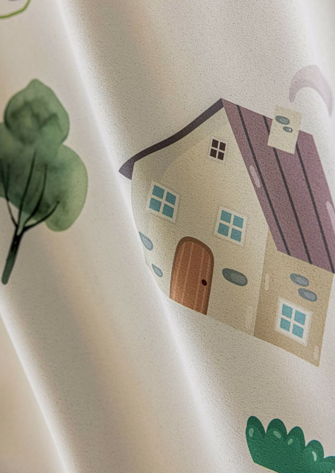 Auto Bos en Huisjes kinderkamer gordijnen - Leukekindergordijnen