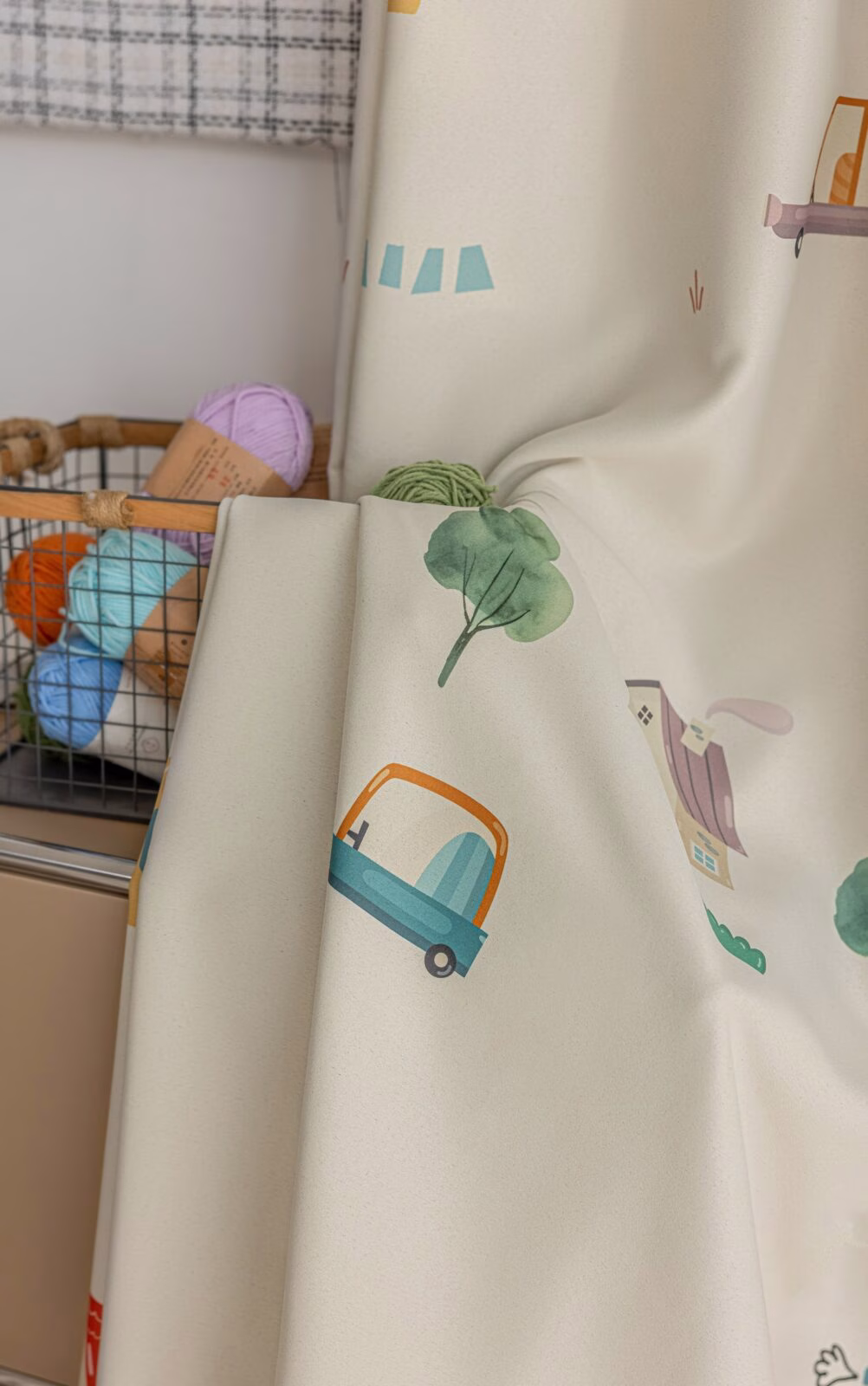 Auto Bos en Huisjes kinderkamer gordijnen - Leukekindergordijnen