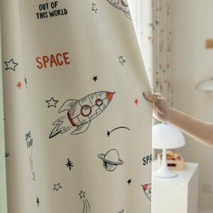 Ruimte Planeten Gordijnen Wit - Leukekindergordijnen