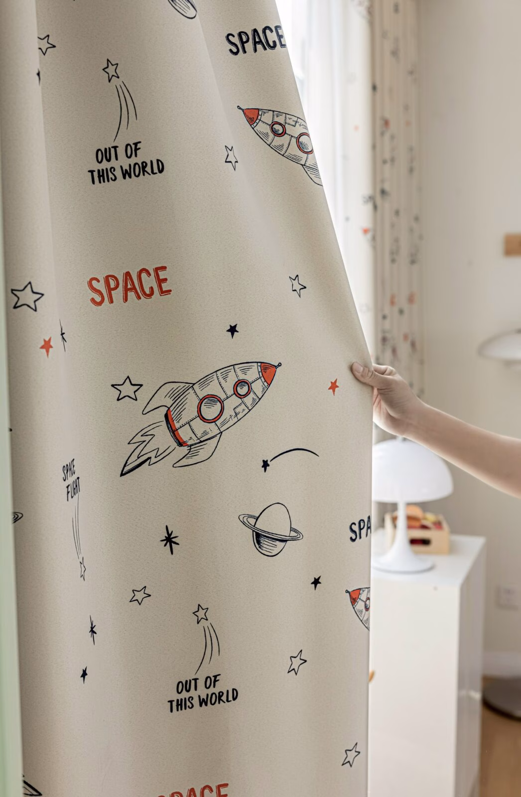 Ruimte Planeten Gordijnen Wit - Leukekindergordijnen