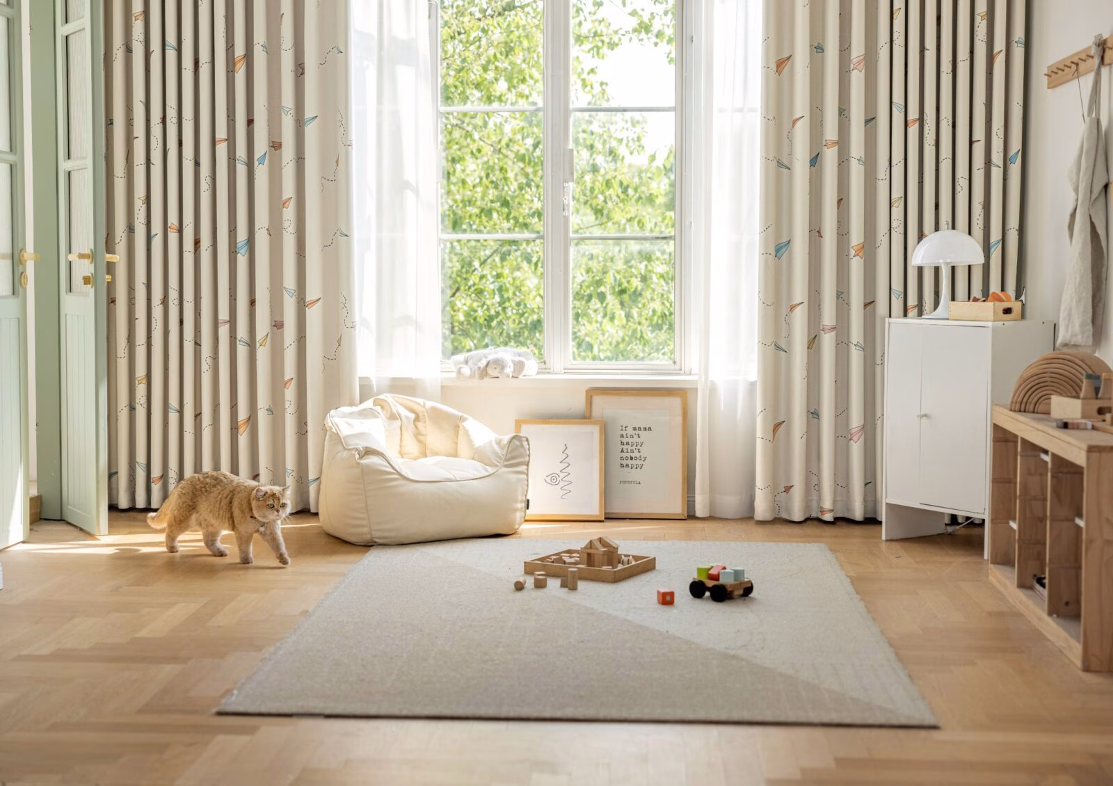 Vliegtuig kinderkamer gordijnen