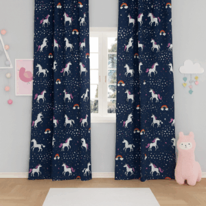 Sterren Eenhoorn kinderkamer gordijnen Glow in the Dark - Leukekindergordijnen.nl