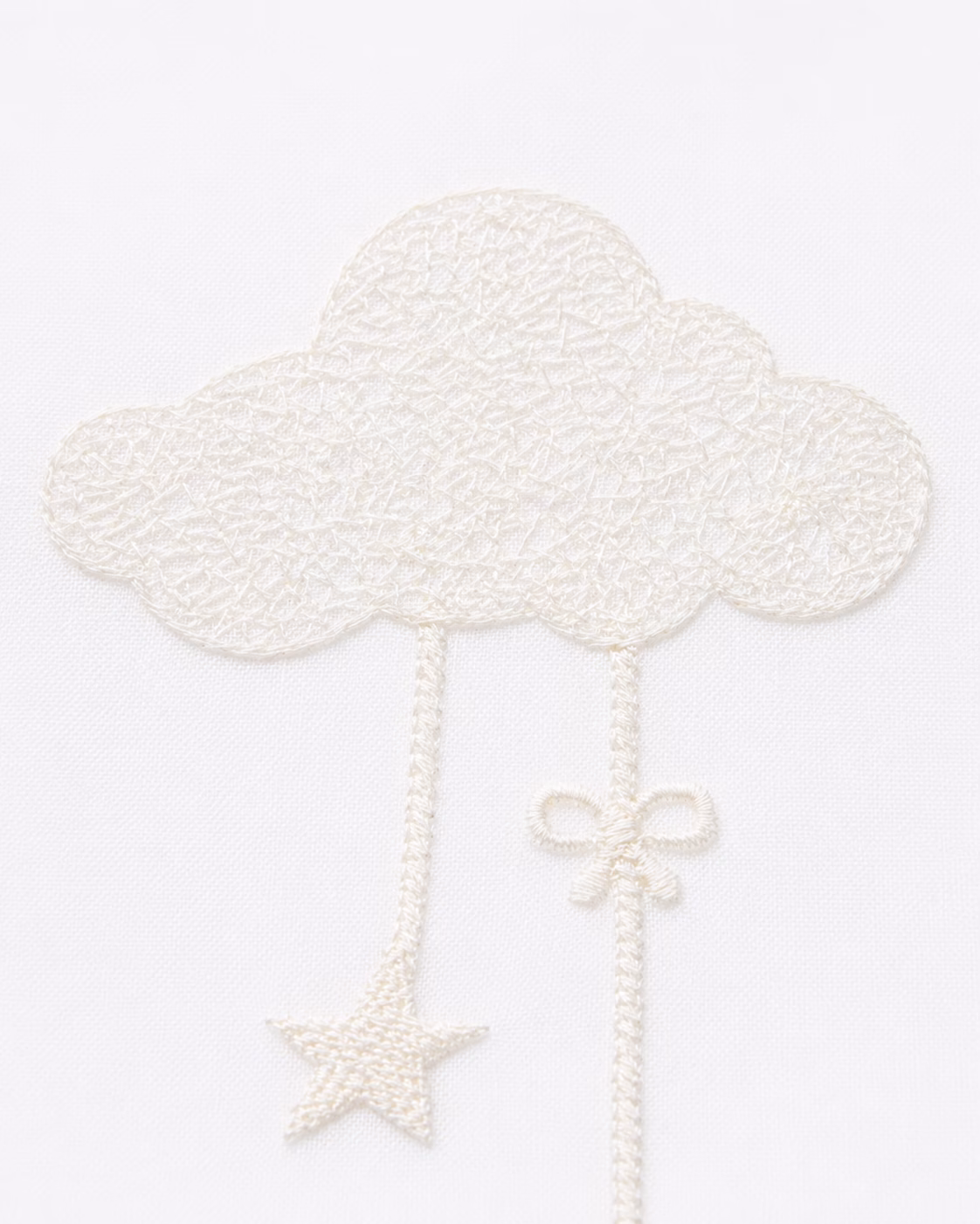 Witte kinderkamer vitrage met crèmekleurige wolk, sterren