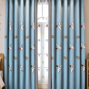 vliegtuig blauw kinderkamer gordijnen